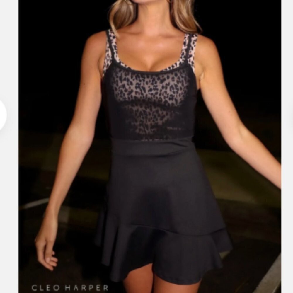 CLEO HARPER Australia Active Wear Leopard Harmony Exercise Flare Dress